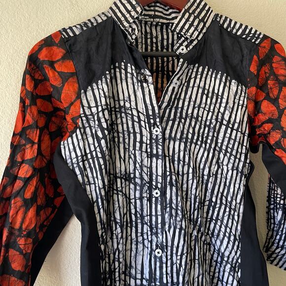 Vintage open back black and white with‎ red accents shirt dress mini size xs - Picture 2 of 7